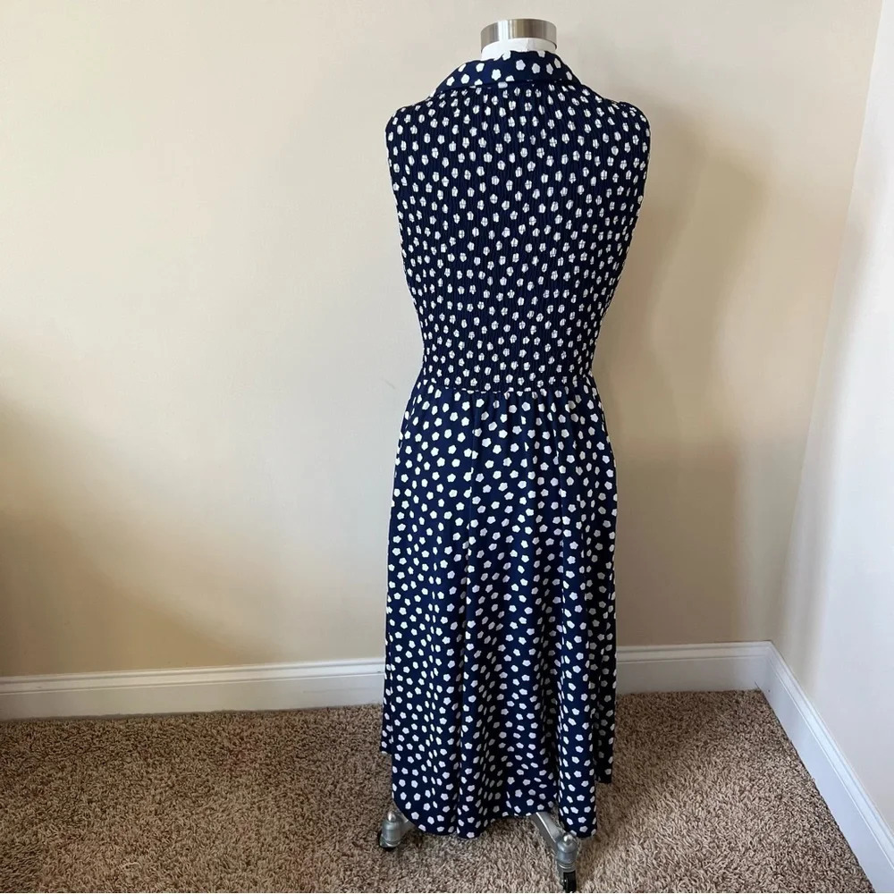 Kate Spade could floral dot patterned midi sleeveless shirt dress 17229 - Picture 9 of 16